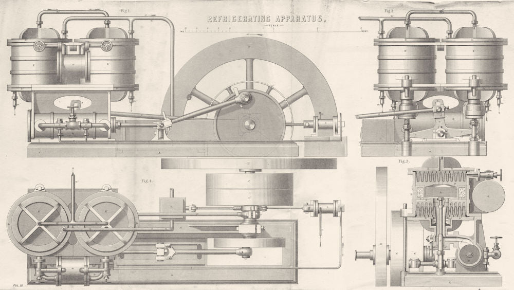 SCIENCE. Refrigerating Apparatus 1880 old antique vintage print picture